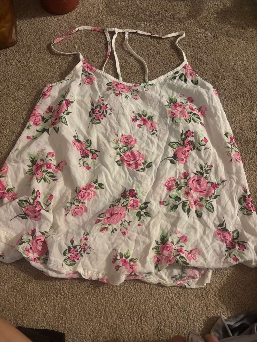 spaghetti strap white floral top